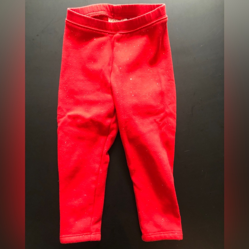 Cat & Jack 2T Red Sparkle Leggings